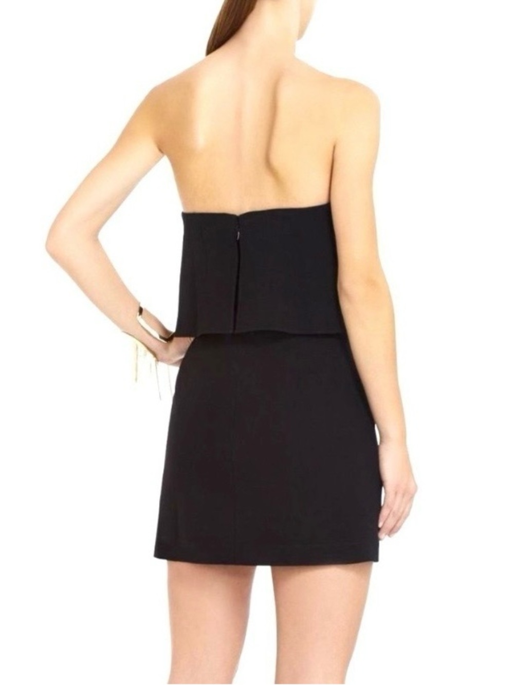 BCBGMAXAZRIA Kate Strapless Cape Mini Dress Black Size 0 - Picture 2 of 6